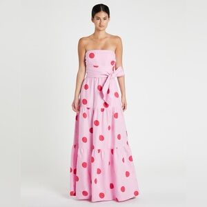 Rebecca Vallance Pink Polka Dot Maxi Dress